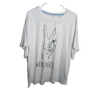 Miss to Mrs T-Shirt Women's 3XL White #Engaged Short Sleeve Graphic Tee